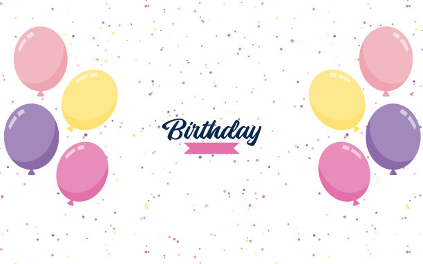 生日快乐文字横幅与气球图片下载