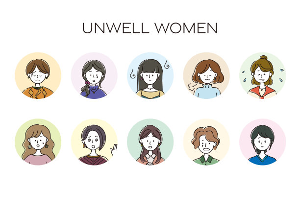 不适，悲伤，失望的女性化身，简单的图标设置图片下载