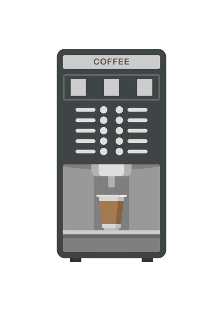 便利店的咖啡机。简单的平面插图。图片下载
