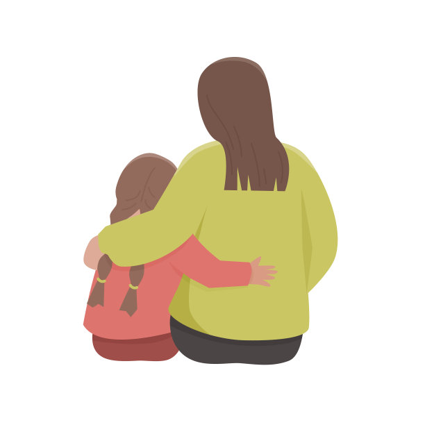 母亲抱着女儿。图片下载