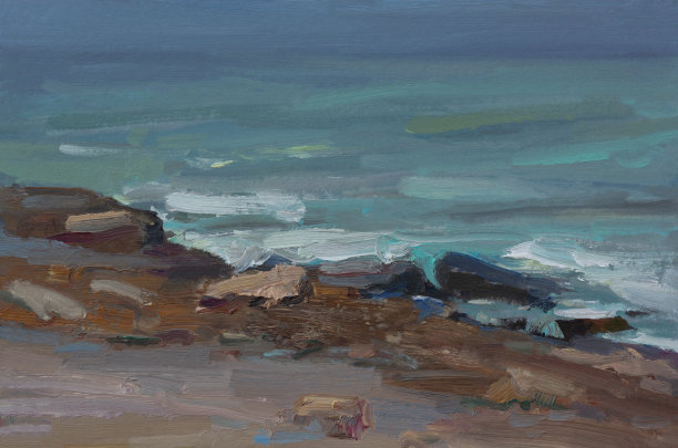 海石海岸油画图片下载