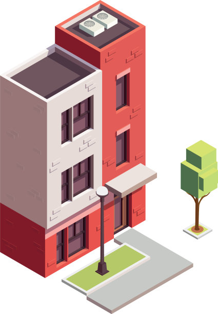 联排别墅建筑等距组成图片下载