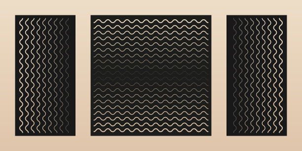 激光切割模式设置。矢量设计与半色调波浪线。现代几何图片下载