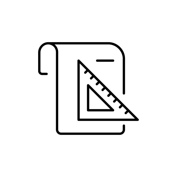文档与标尺线图标。文件，尺子，图纸。绘图，方案，办公，学习，计算，科学，数学。知识的概念。矢量黑线图标在白色背景图片下载