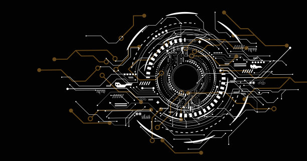 电路板技术在黑色背景。图片下载