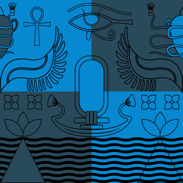 besshovnyabstraktnyy uzor s yegipetskimi elementami。图片下载