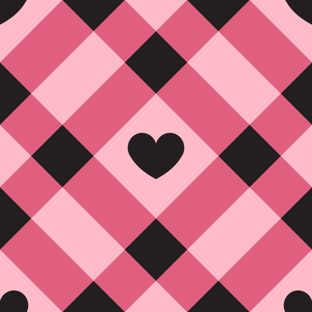 矢量无缝图案的格子平原纹理与心图片下载