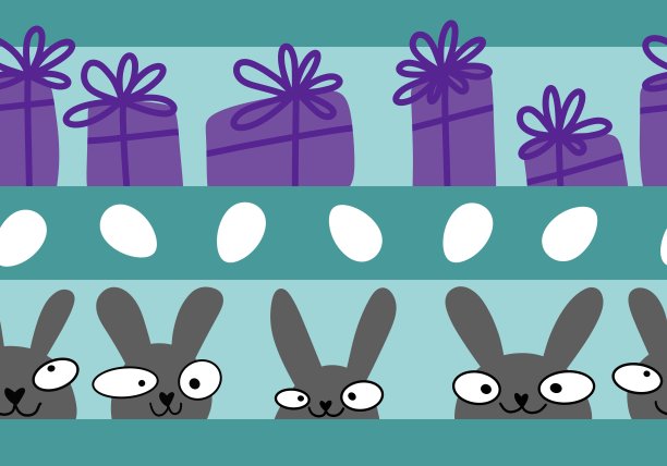 用于织物、纺织品、包装和亚麻布的卡通兔子无缝图案图片下载