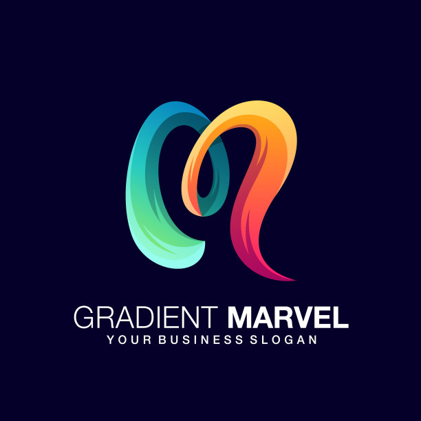 梯度字母M设计模板矢量符号图片下载