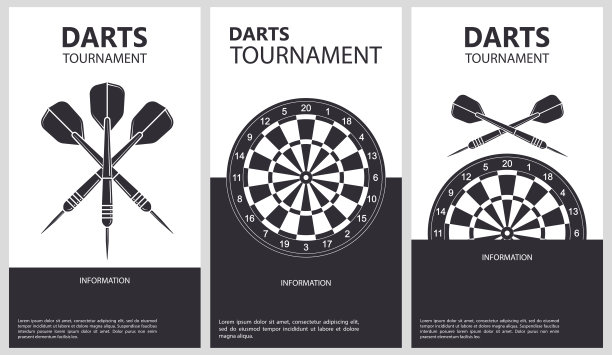 关于飞镖比赛的矢量插图。飞镖比赛的传单设计，比赛图片下载