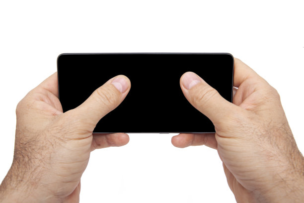 白色背景的手机。手持手机，白色背景。图片下载