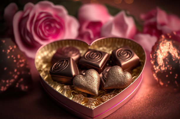 情人节巧克力，粉红玫瑰图片下载