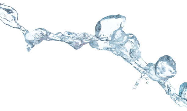 冰块爆炸飞舞，晶莹剔透的冰波飘浮，落在空中。冰砖块状的冰块是冻水健渴。白色背景隔离高速快门，定格动作图片下载
