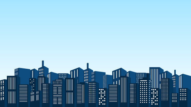 美丽的城市剪影，清晨雾蒙蒙的天空全景图片下载