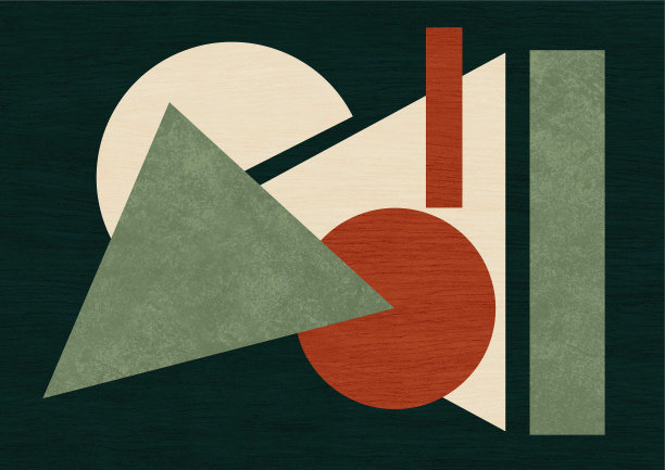 深色的抽象艺术。斯堪的纳维亚和包豪斯风格的现代艺术品，具有油漆效果的纹理。可打印说明。图片下载