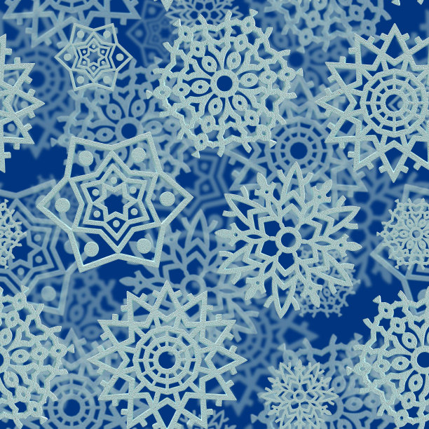 天衣无缝的寒假蓝色雪花图案透视。圣诞节和新年。3d插图。图片下载