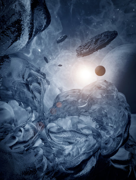 宇宙飞船和奇怪的星球，3D插图图片下载