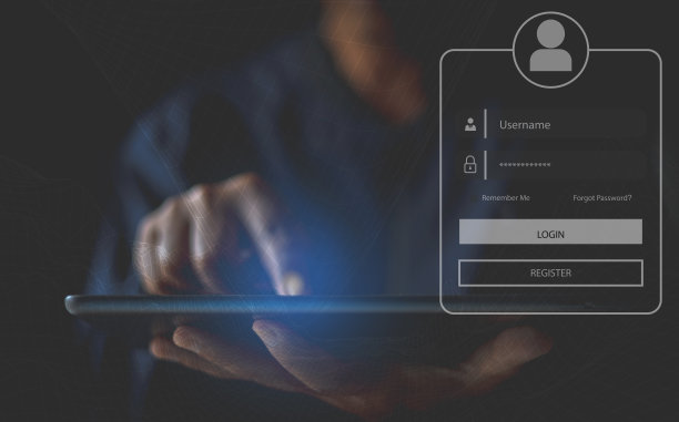 人们使用数字平板电脑登录应用程序或网站。图片下载