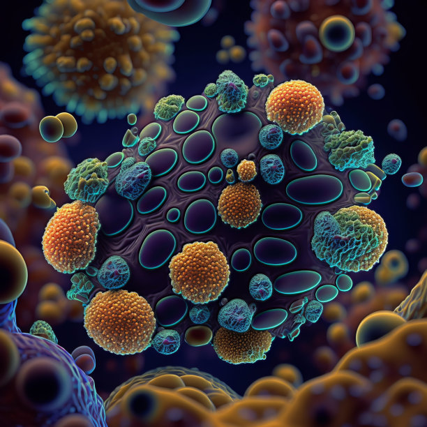 病原病毒细胞，癌细胞显微镜下，数字插图图片下载