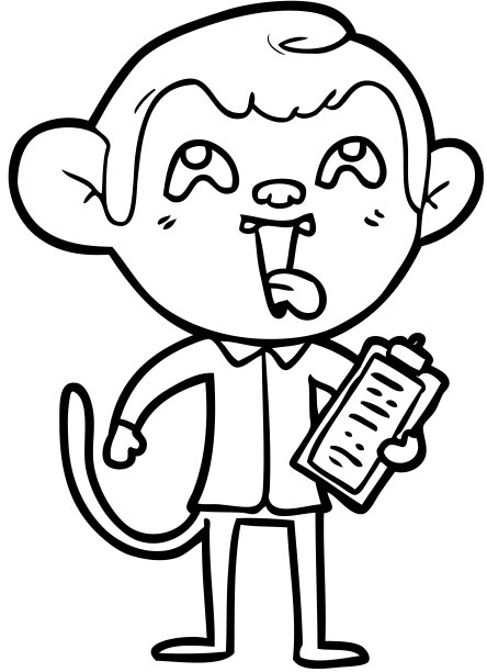 疯狂的卡通猴子和剪贴板图片下载