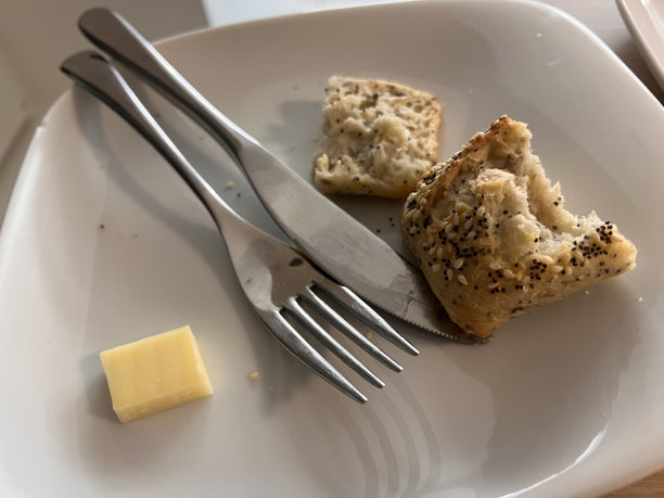 早餐-白面包脆根面包奶酪刀叉图片下载