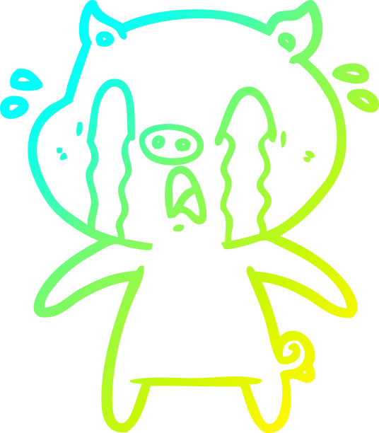 冷梯度线画一个哭泣的猪卡通图片下载