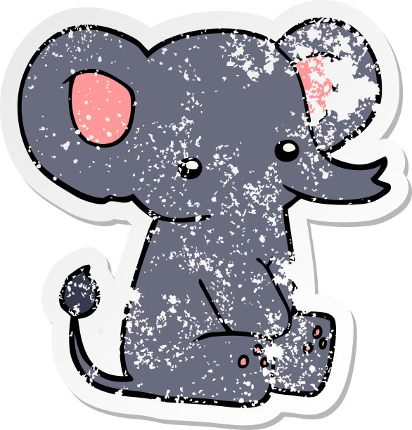 心疼的卡通大象贴纸图片下载