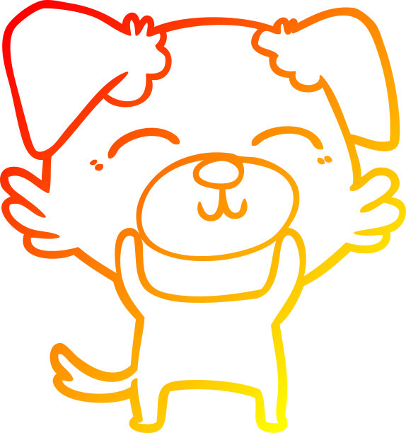 温暖的梯度线绘制的卡通狗图片下载