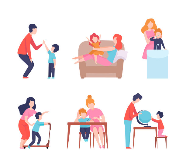 男女父母带着孩子玩耍图片下载