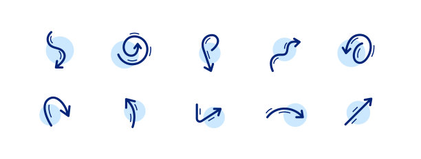 10像素完美的箭头图标。涂鸦用户界面设计元素。组7图片下载