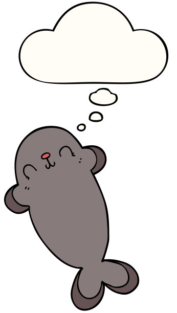 带有思想泡泡的卡通海豹图片下载