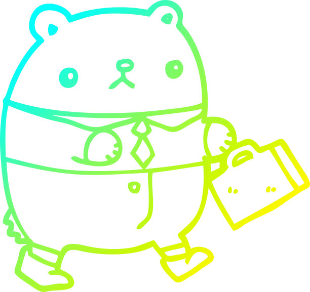 冷梯度线画的卡通熊在工作服图片下载