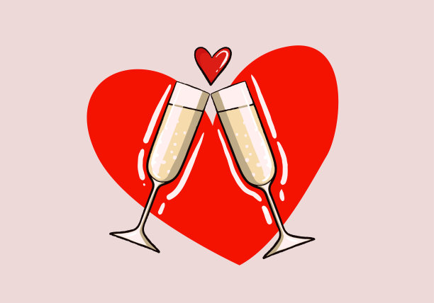 情人节快乐，矢量设计。情人节用香槟杯的矢量。情人节海报，社交媒体，横幅或广告设计。图片下载