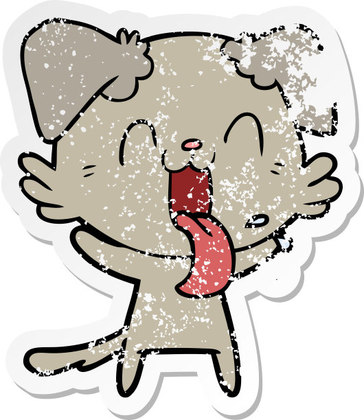 一个卡通喘气狗心疼贴纸图片下载