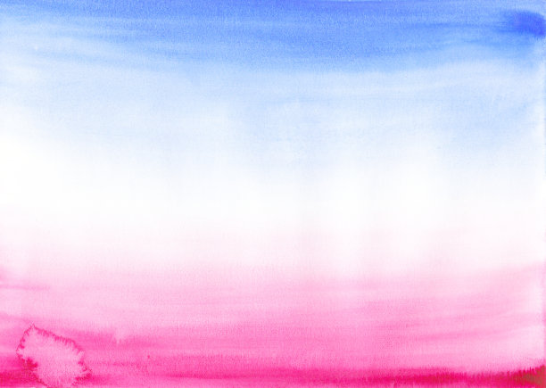 水彩画手绘插图从蓝色到粉红色的白纸。图片的水平方向图片下载