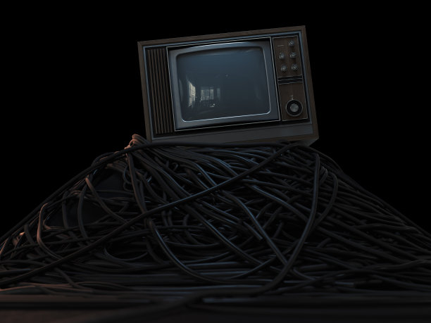 有线电视堆上的老式电视图片下载