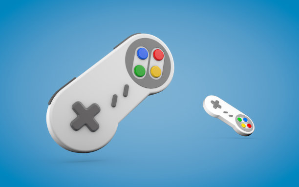 现实的3d无线pamepad说明孤立的蓝色背景图片下载
