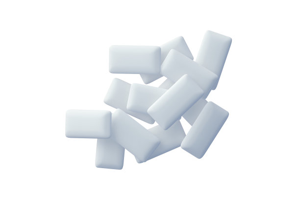 白色背景下的口香糖。薄荷泡口香糖。前视图。三维渲染图片下载