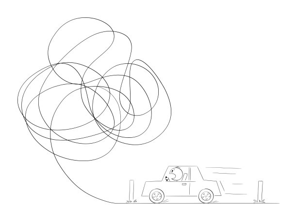 汽车或司机在不确定的道路上移动，矢量卡通简笔插图图片下载