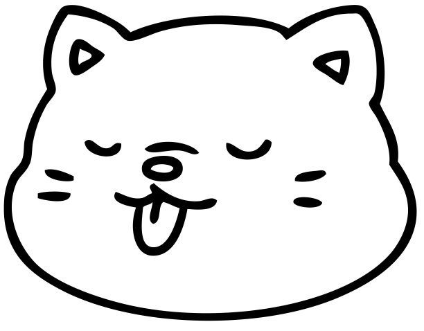 猫伸出舌头的线条涂鸦图片下载