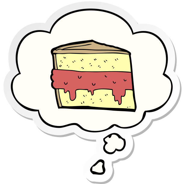 卡通蛋糕与思想泡泡作为印刷贴纸图片下载