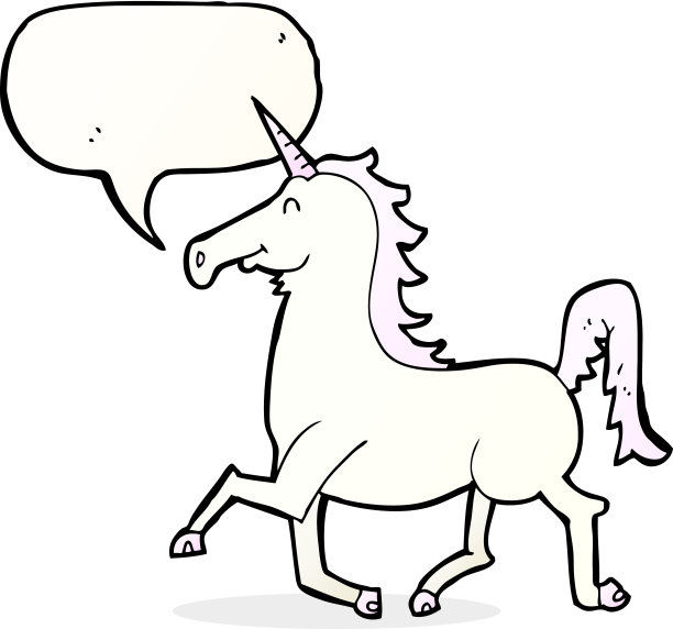 带有语音泡泡的卡通独角兽图片下载