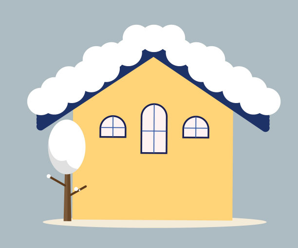 冬天的房子有雪。插图图片下载