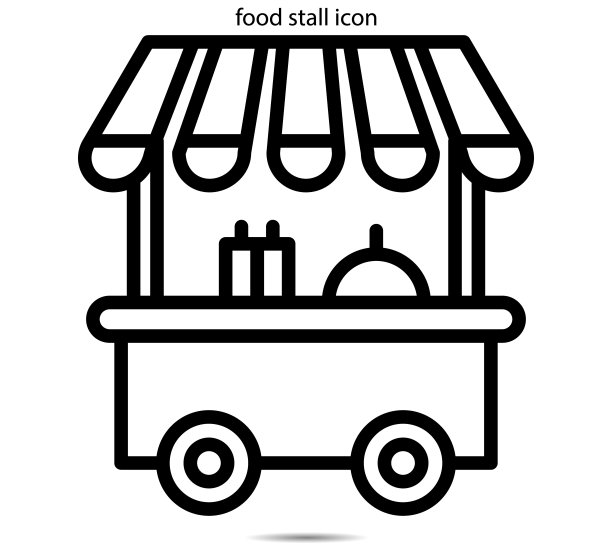 食物摊位图标矢量插图图形的背景图片下载