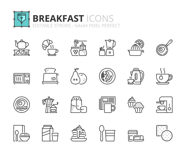 勾勒早餐图标图片下载