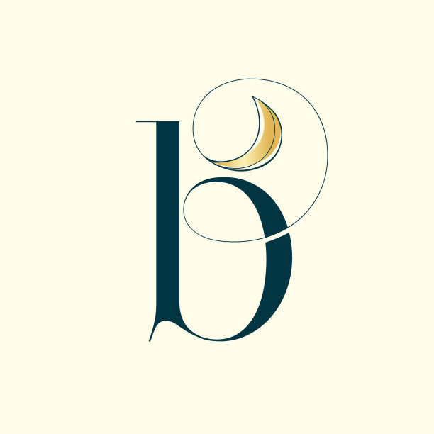 字母b标志。装饰性小写叶，花瓣字母首字母。图片下载