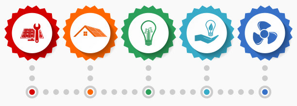 可再生能源服务矢量图标，电力行业平面设计网页徽章集合，商业信息图模板图片下载