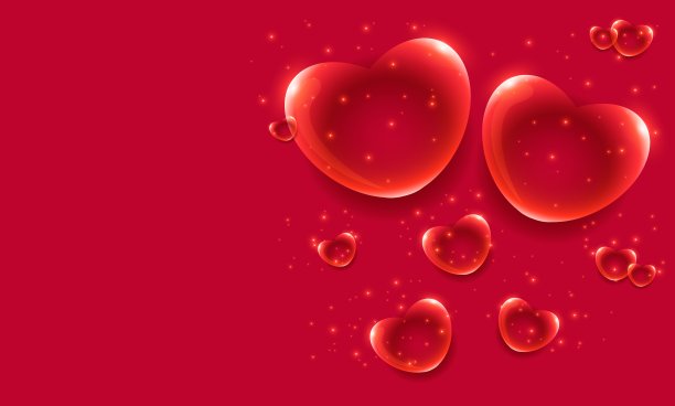 红色背景上的心形特写镜头图片下载