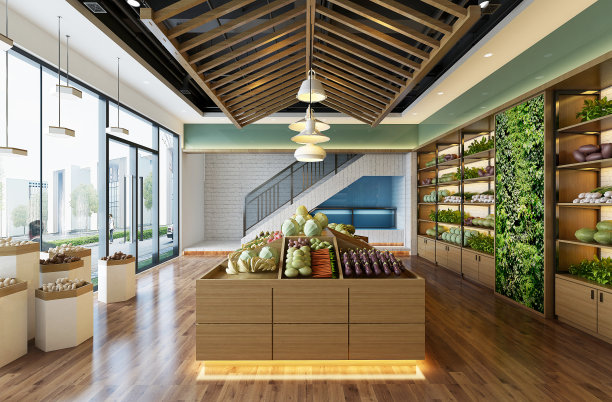 三维渲染的杂货店和超市商店图片下载