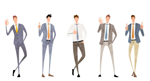 矢量说明材料:商人给一个OK的标志，人设置，业务图片下载